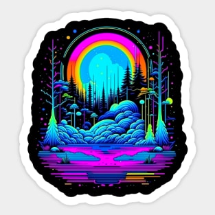 Rejuvenating Trippy Dark Forest Sticker